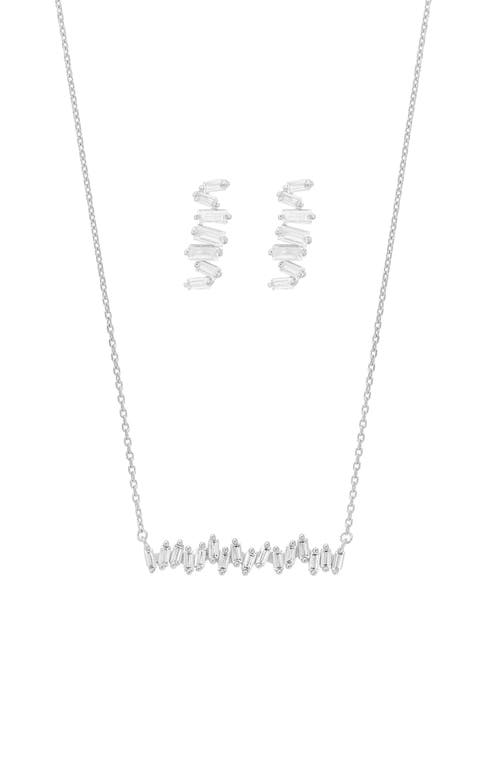 Bearfruit Jewelry Sterling Silver 18k Gold Plated Zig Zag Necklace & Stud Earrings Set In Silver