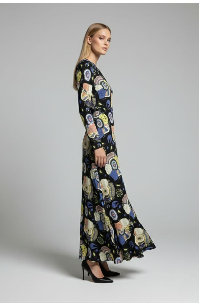 Mizalle Special Patterned Cutout Dress - Mix, Alternate, color, Mix