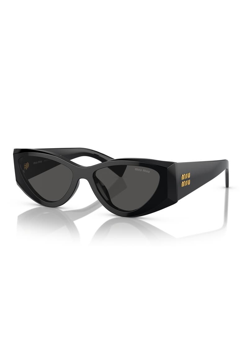 54mm Angular Cat Eye Sunglasses, Alternate, color, BLACK