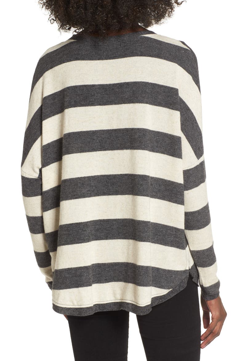Stripe Cozy Tee, Alternate, color, OATMEAL/ CHARCOAL