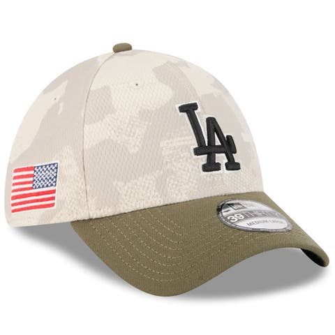 Men's New Era Light Beige/Olive Los Angeles Dodgers 2025 Armed Forces Day 39THIRTY Flex Hat