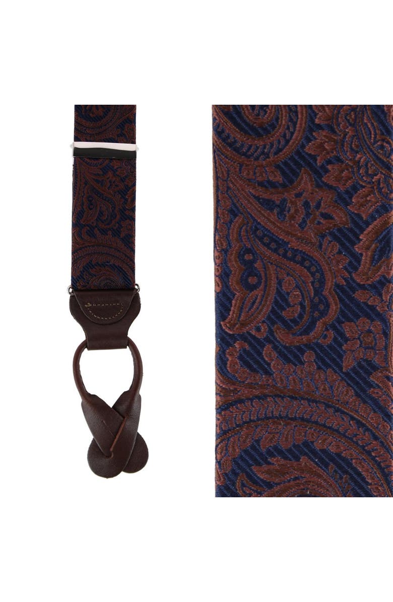 Trafalgar Sobee Silk Button End Suspenders, Main, color, Brown