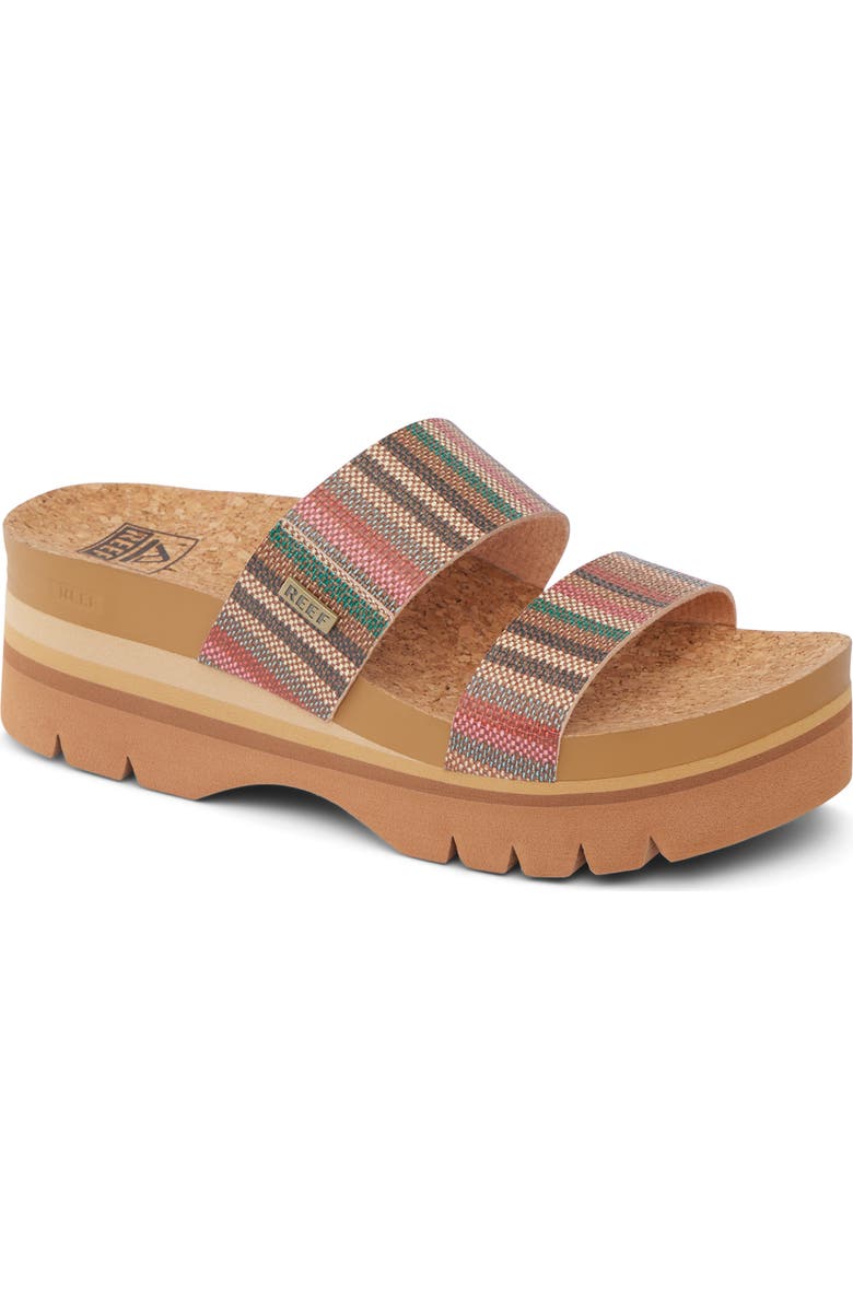 Reef Cushion Vista Higher Platform Slide Sandal, Main, color, Multi Woven
