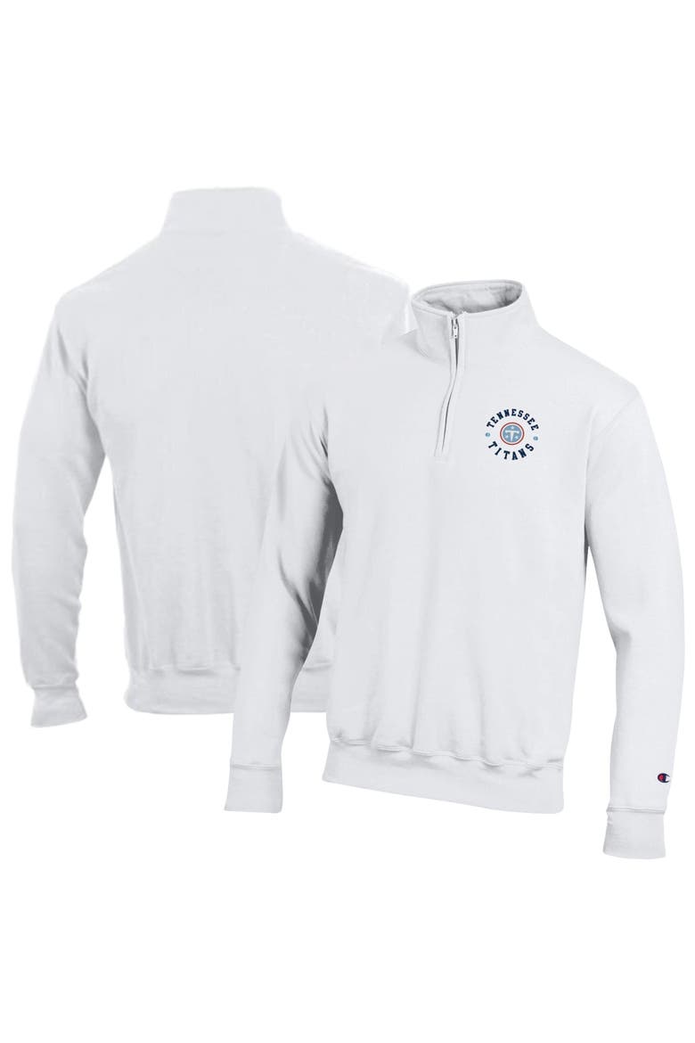 Men's Champion White Tennessee Titans Powerblend Quarter-Zip Pullover, Main, color, White
