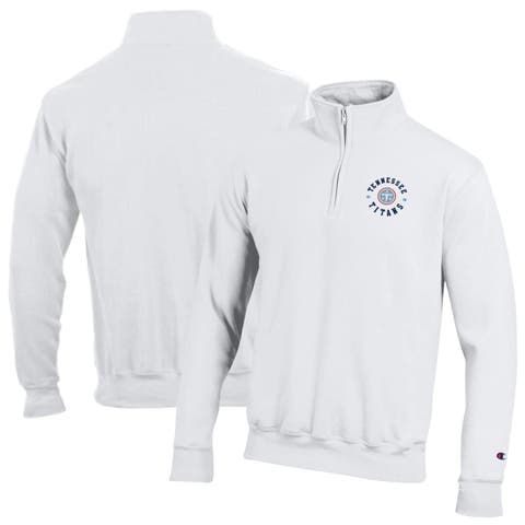 Men's Champion White Tennessee Titans Powerblend Quarter-Zip Pullover