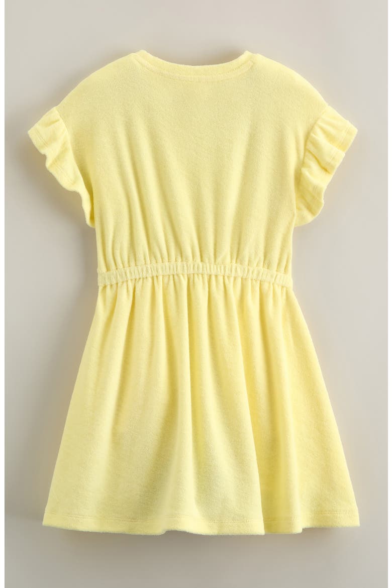 Kids' Flutter Sleeve Cotton Terry Dress, Alternate, color, YELLOW SWEET BERRY EMBROIDERY