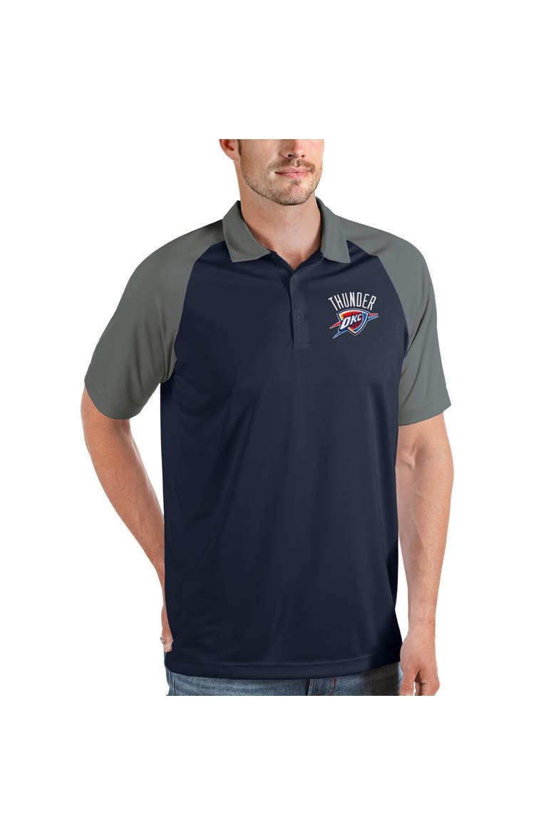 Men's Antigua Navy Oklahoma City Thunder Nova Raglan Polo, Main, color, Navy