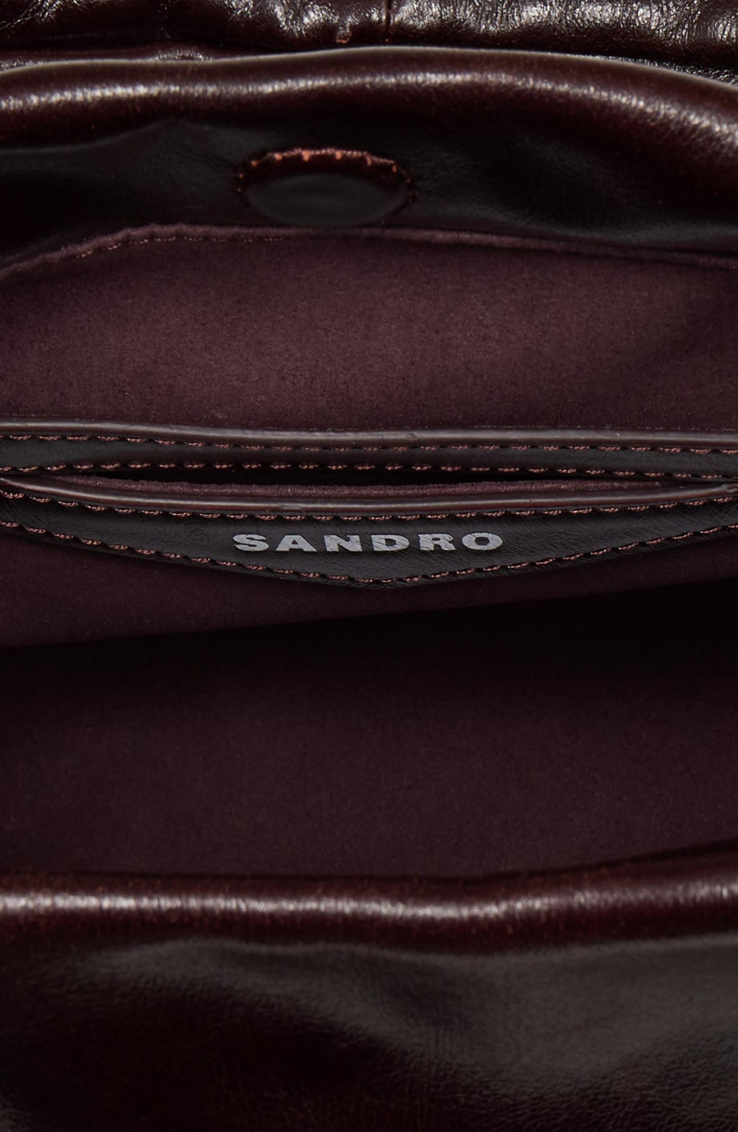 SANDRO Small shiny leather bag, Alternate, color, 