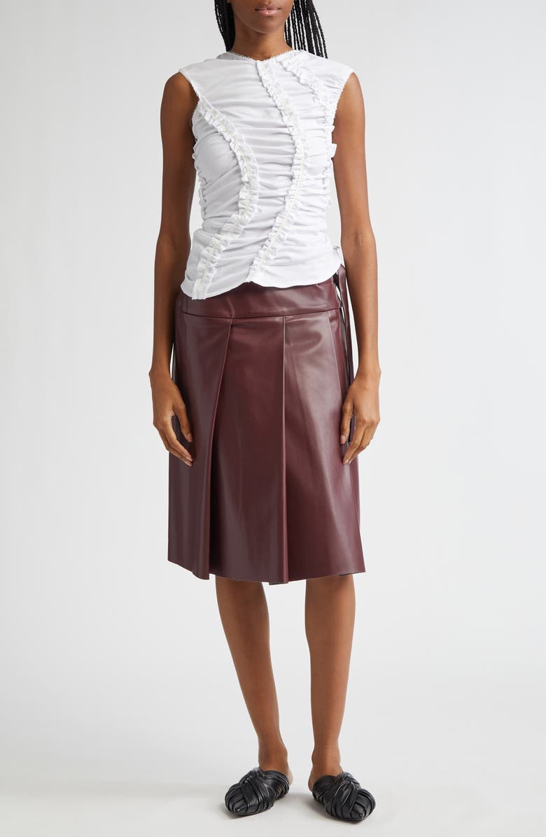 renaissance renaissance Linda Pleated Faux Leather Midi Skirt, Alternate, color, Deep Red