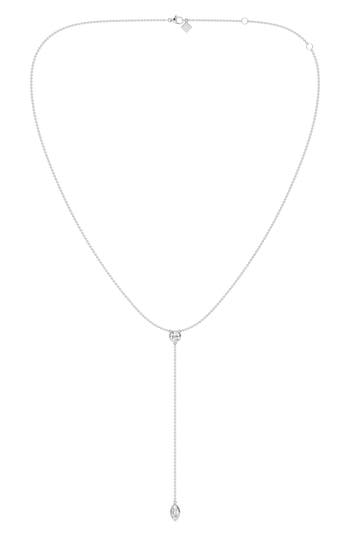 Everyday By Hautecarat Mixed Shape Diamond Lariat Y-necklace In 14k White Gold