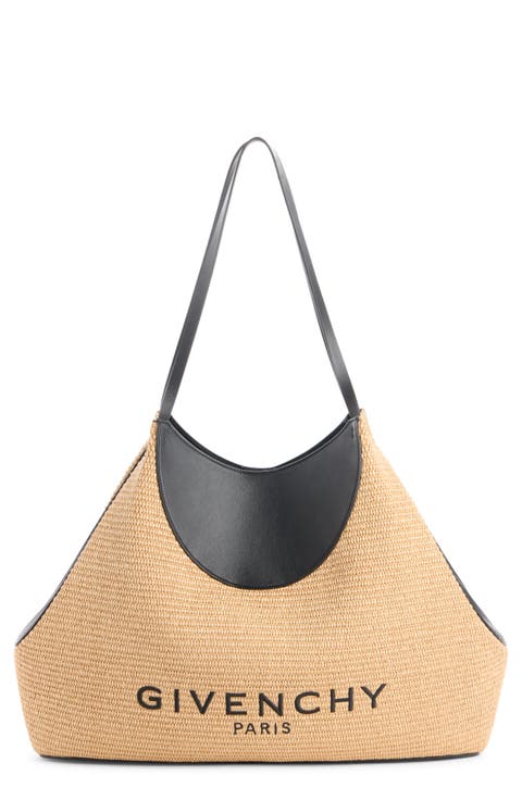 Medium Facet Straw & Leather Tote