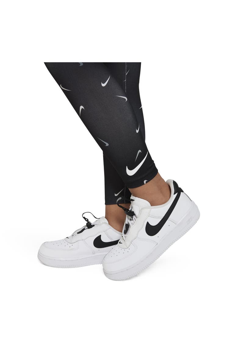Kids' Swoosh Leggings, Alternate, color, BLACK