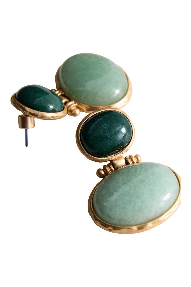 Stone Drop Earrings, Alternate, color, GREEN/ GOLD
