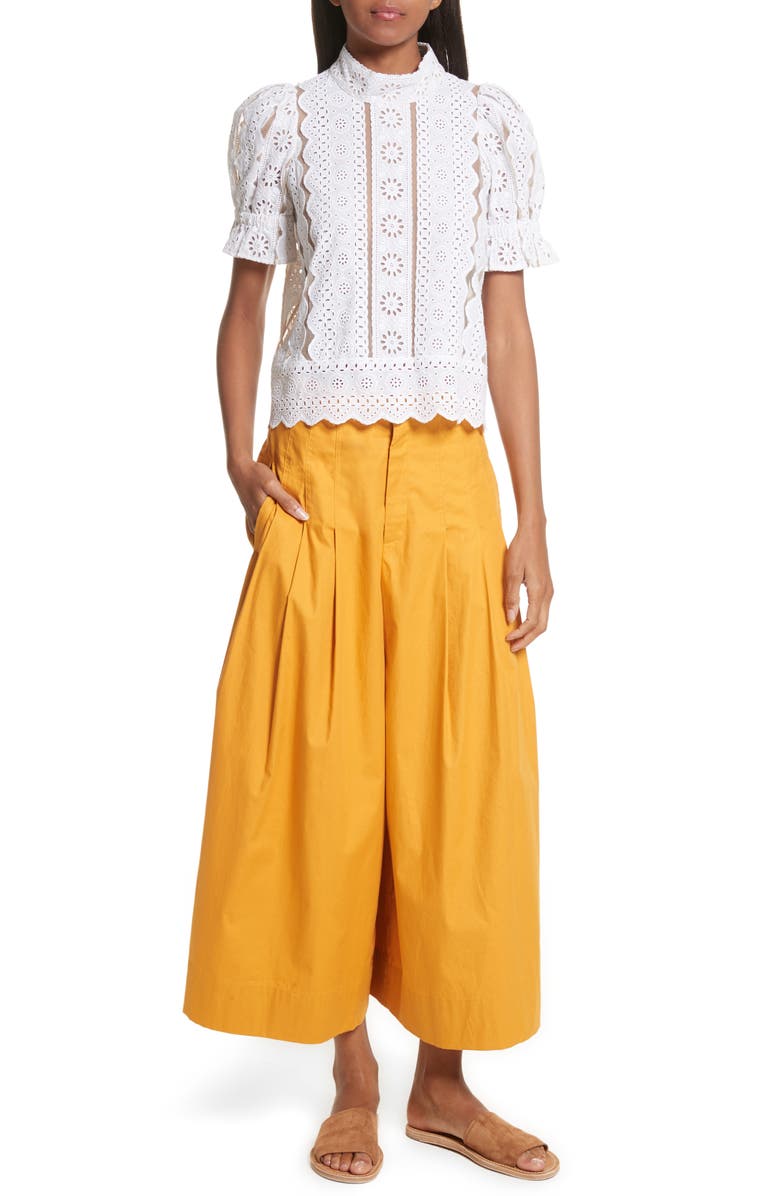 Sea Luna Cotton Eyelet Top, Alternate, color,