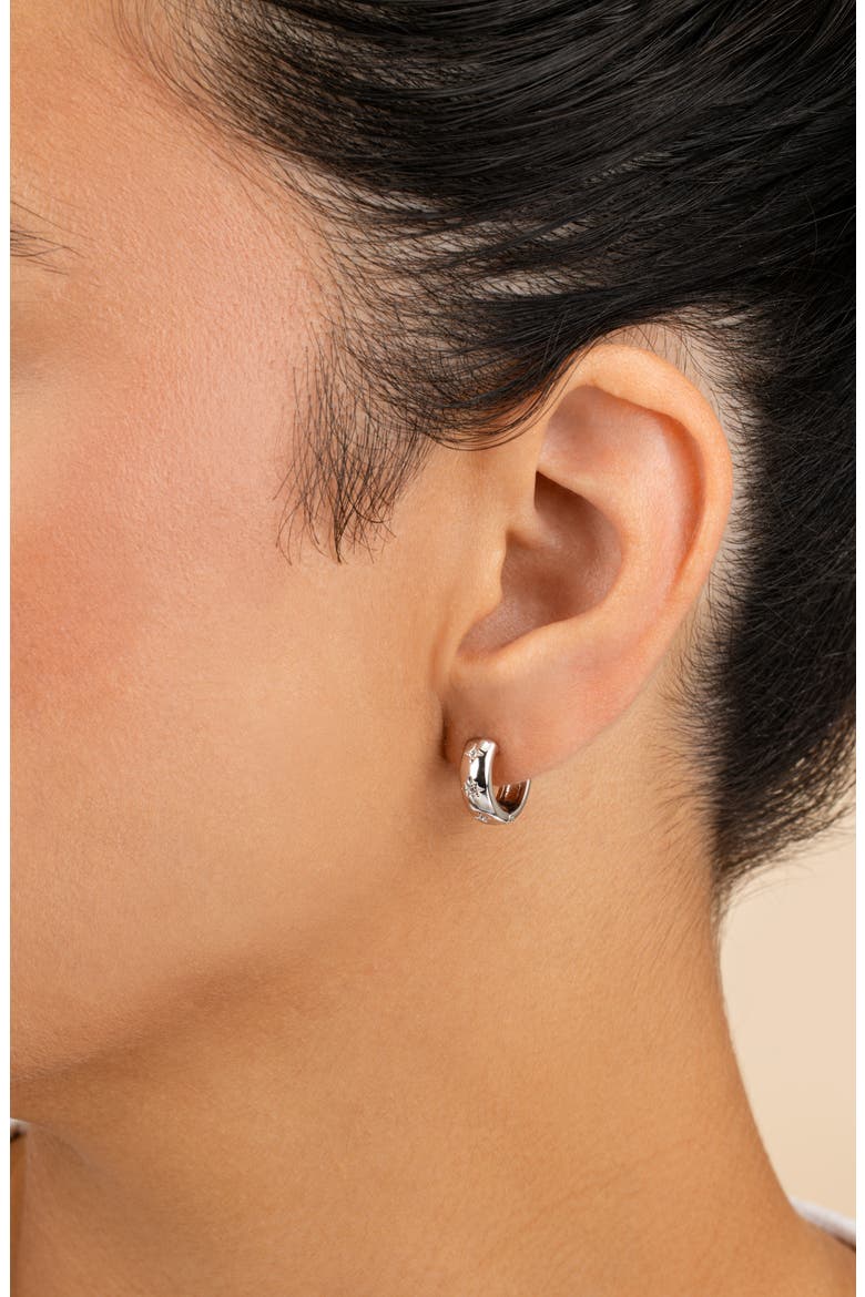 Harmoni Star Cubic Zirconia Hoop Earrings, Alternate, color, SILVER