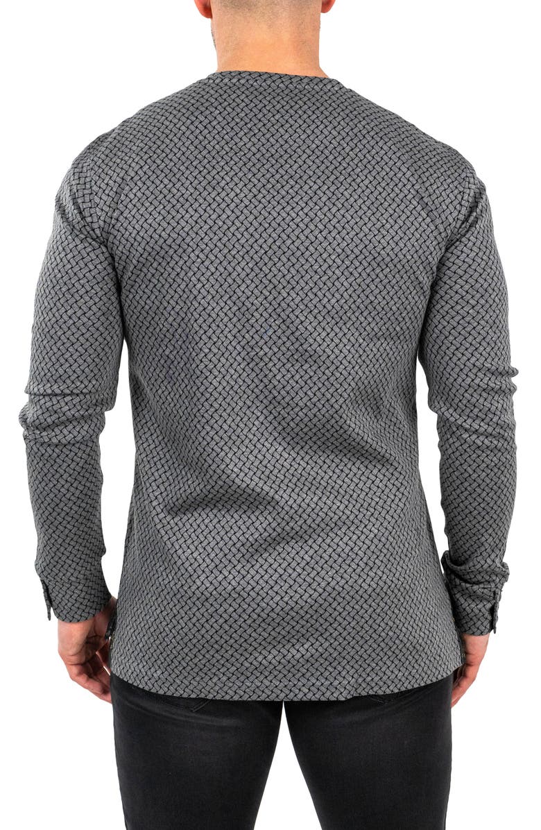 Maceoo Edisonwaves Grey Long Sleeve Cotton V-Neck T-Shirt, Alternate, color, 