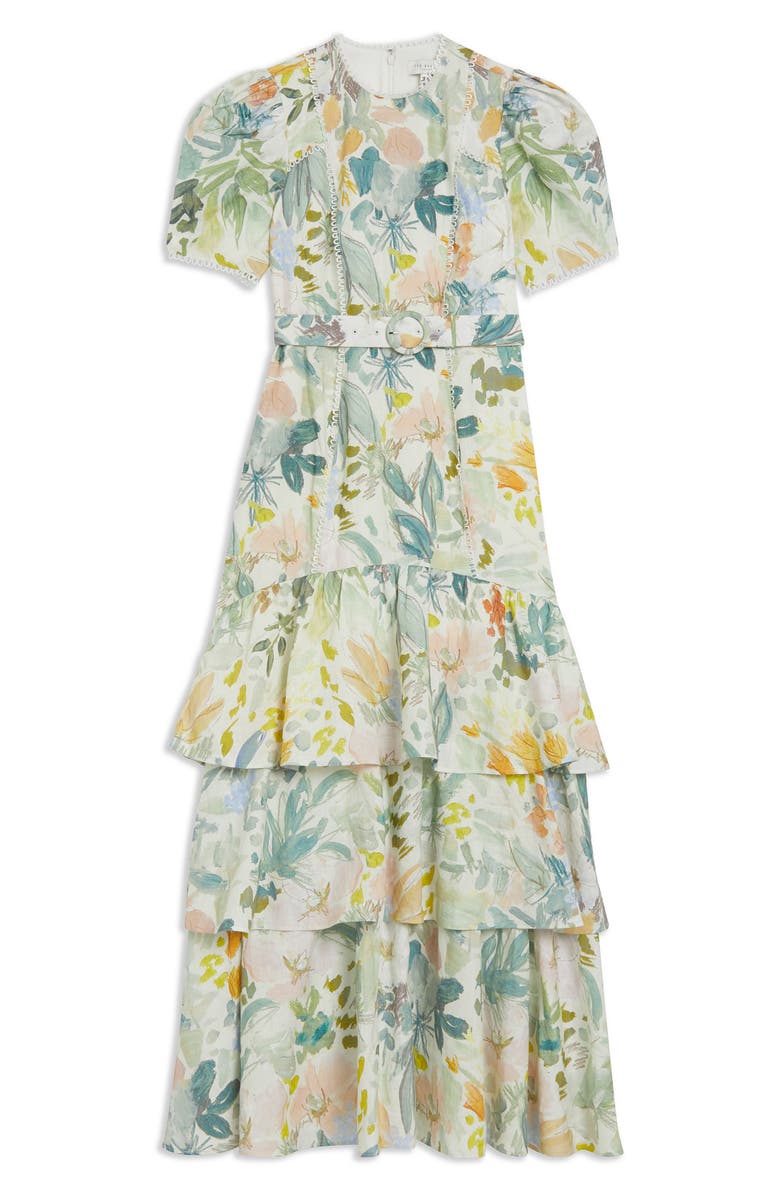 Ted Baker London Devero Floral Belted Tiered Linen Maxi Dress, Alternate, color,
