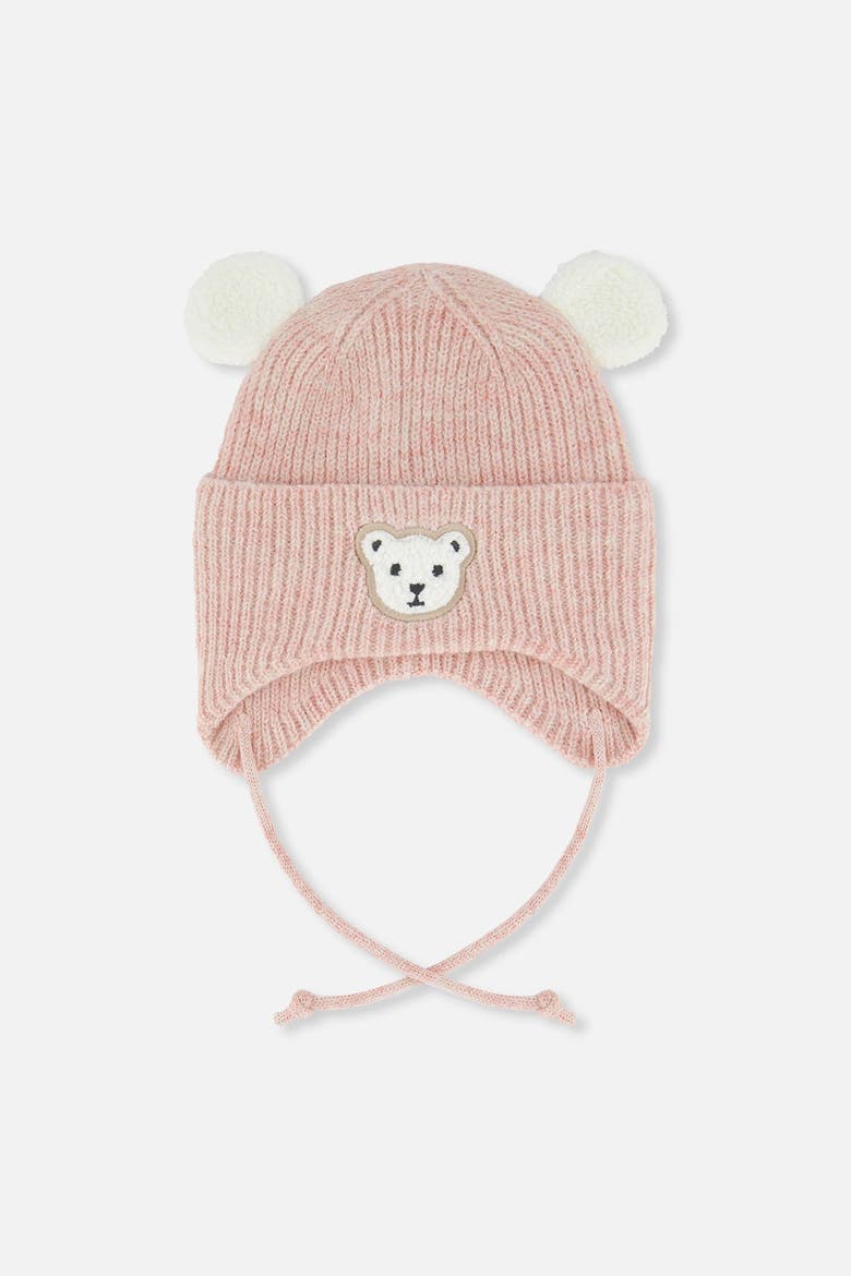 Fleece Lined Bear Ear Winter Knit Hat with Ear Flaps, Main, color, Pale Dusty Pink