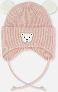 Deux par Deux Fleece Lined Bear Ear Winter Knit Hat with Ear Flaps