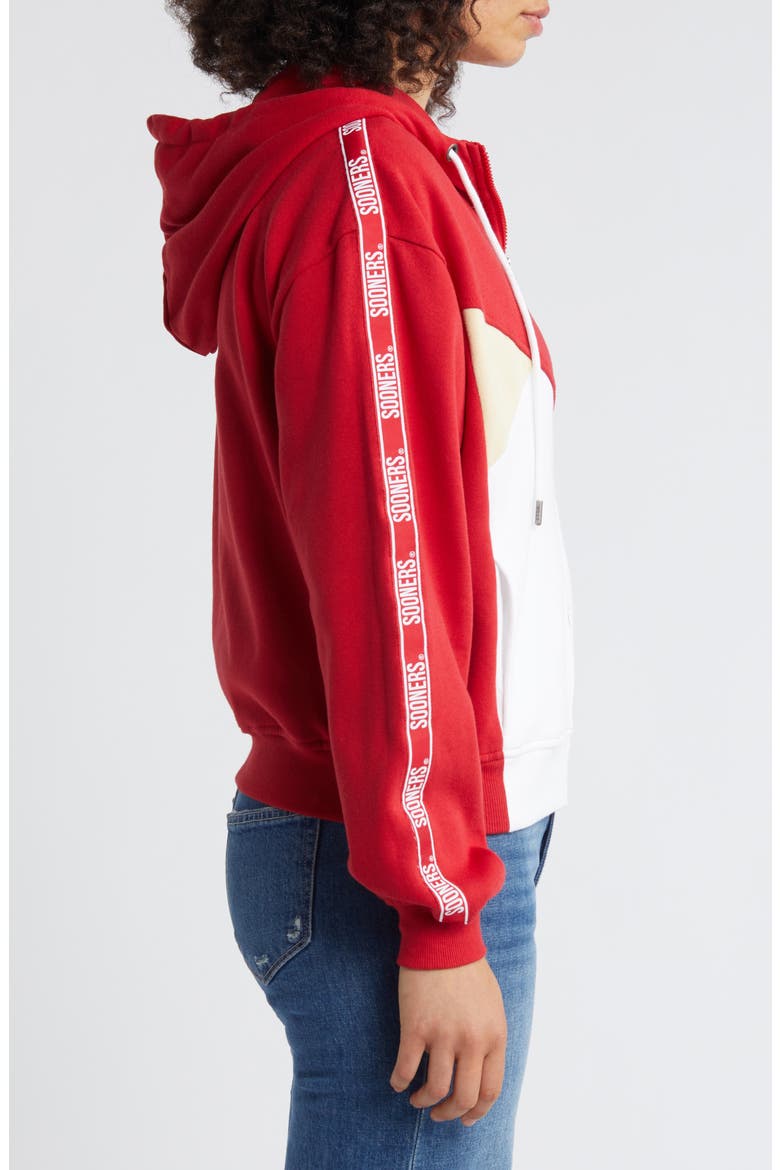 Women's WEAR by Erin Andrews Crimson Oklahoma Sooners Colorblock Full-Zip Hoodie Jacket, Alternate, color, Crimson