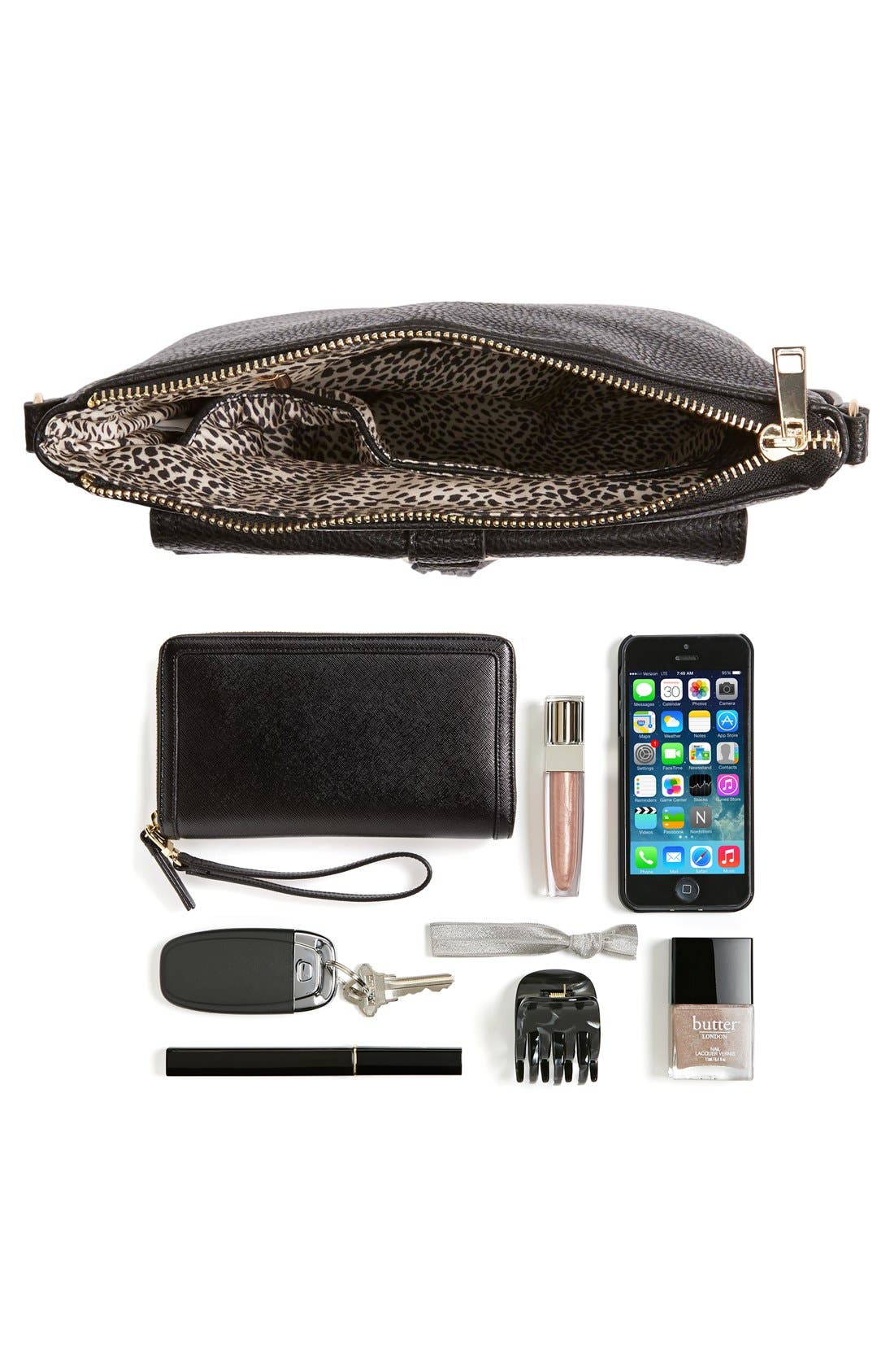 Tassel Faux Leather Crossbody Bag, Alternate, color, BLACK