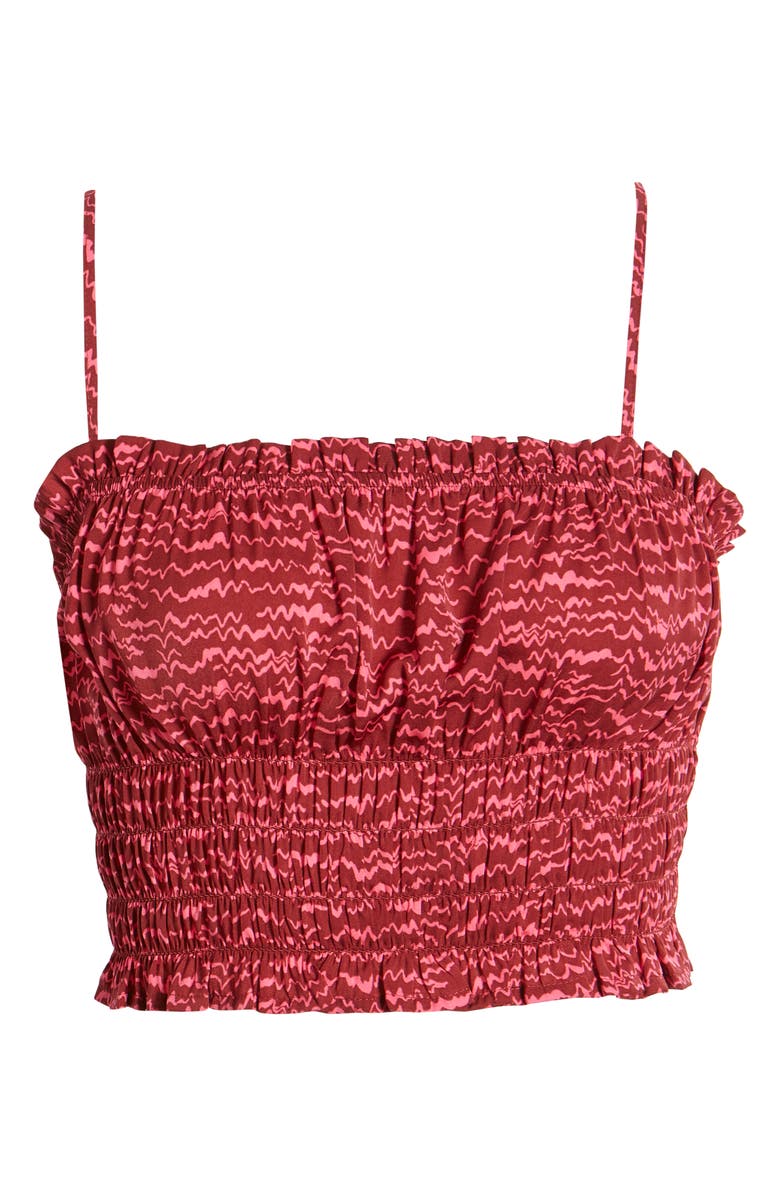Melrose and Market Smocked Cropped Camisole, Alternate, color, Red- Pink Zaggeo