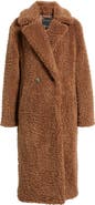 Bernardo Faux Shearling Double Breasted Longline Coat