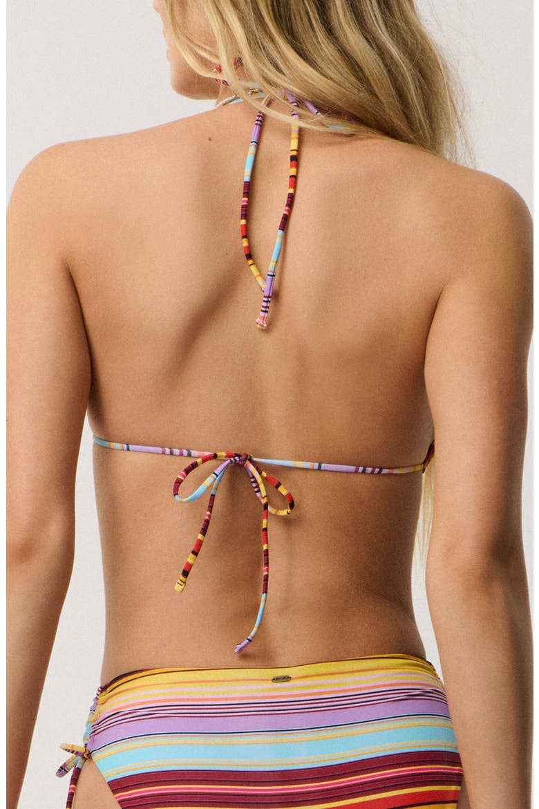 Retro Stripe Sliding Triangle Swim Top, Alternate, color, RED MULTI