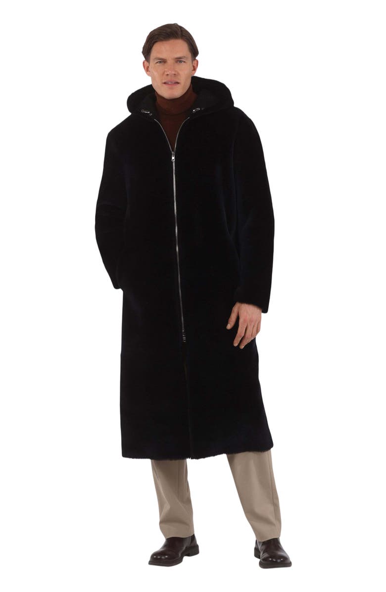 GORSKI Reversible Merino Genuine Shearling Parka, Alternate, color, Black Pattern/Black