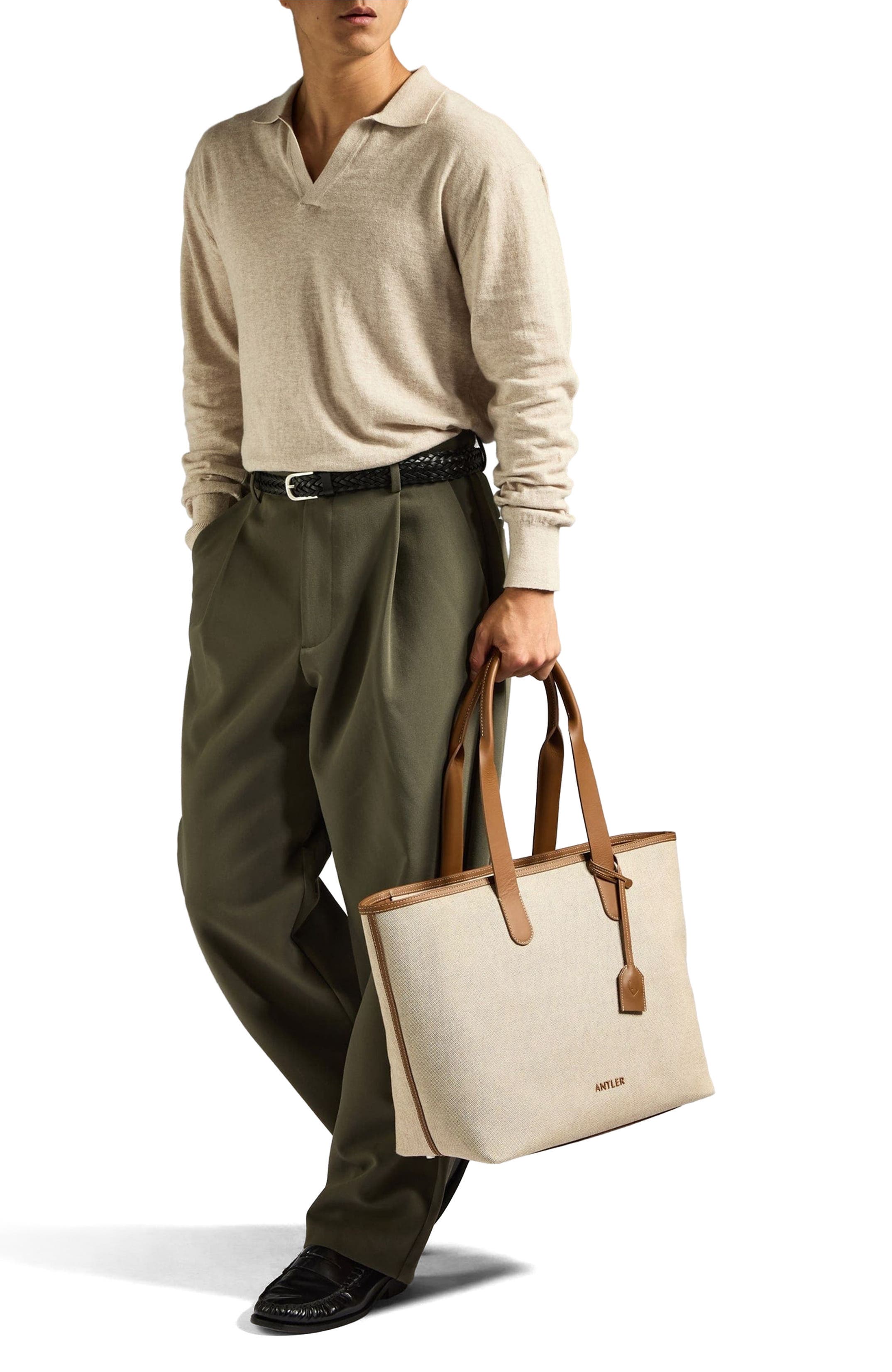 Heritage Tote Bag in Navy, Alternate, color, Natural