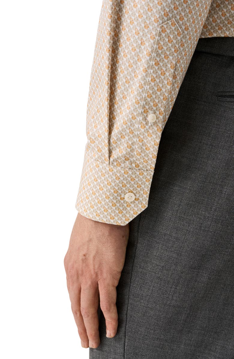 Eton Slim Fit Tropical Cocktail Print Cotton Twill Dress Shirt, Alternate, color, Medium Orange