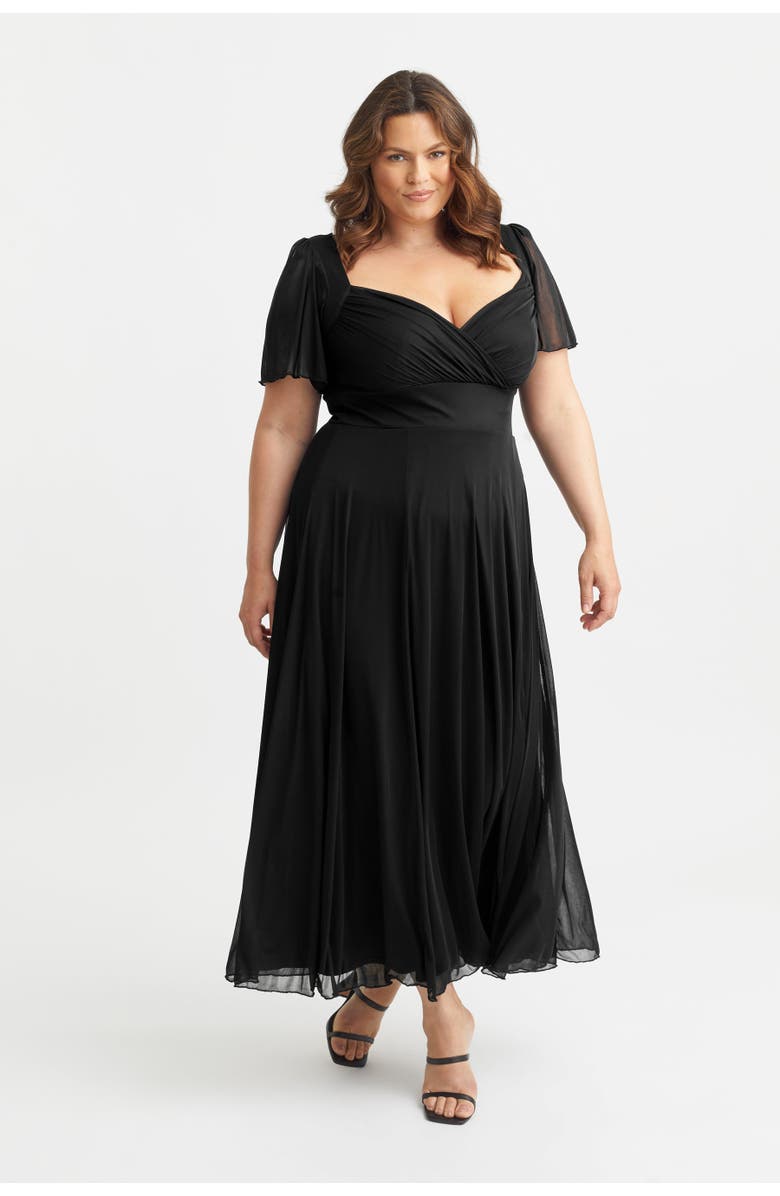 Scarlett & Jo Kemi Solid Bolero Wrap Bodice Maxi Gown, Main, color, Solid Black