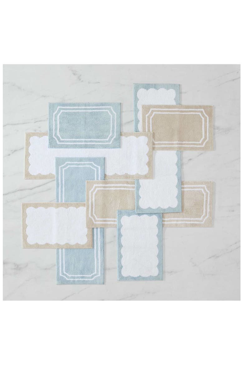 Bedford Scallop Microfiber Bath Rug, Alternate, color, WHITE/ LINEN