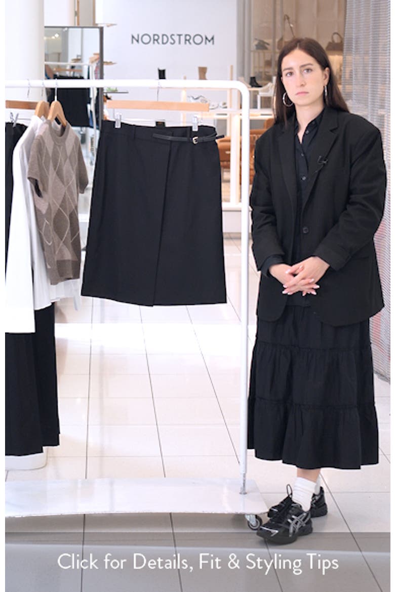 Belted Wool Gabardine Midi Skirt video