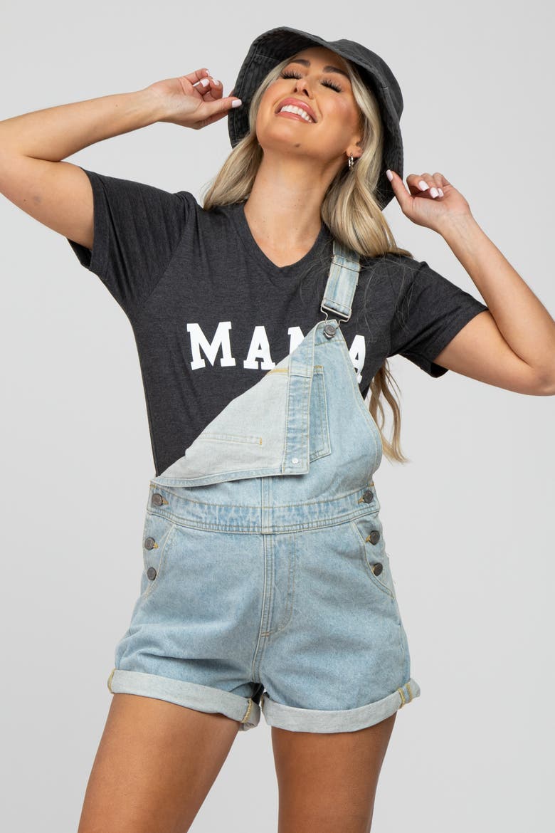 Denim Short Overalls, Main, color, Light Blue