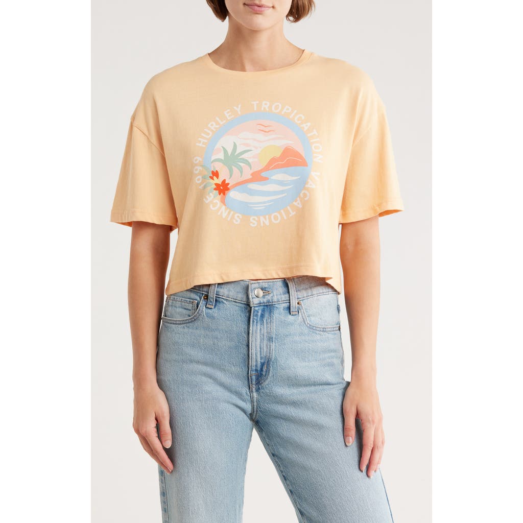 Hurley Tropication Boxy Crop Graphic T-shirt In Yellow