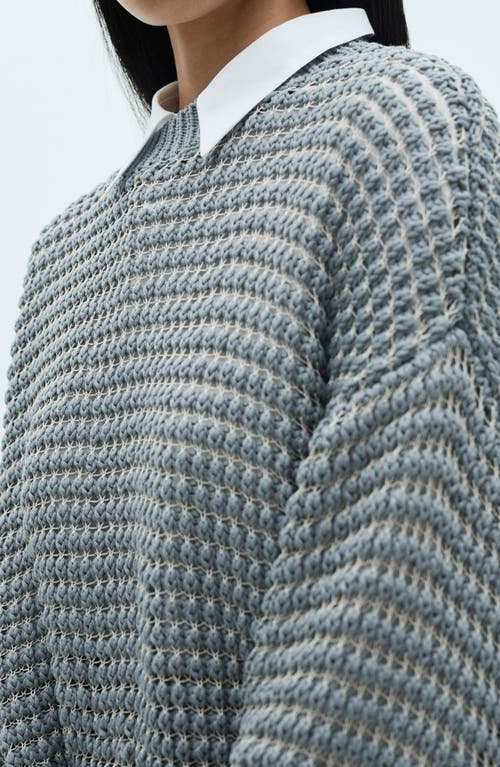 Mango Women's Oversized Openwork Knit Sweater In Sky Blue