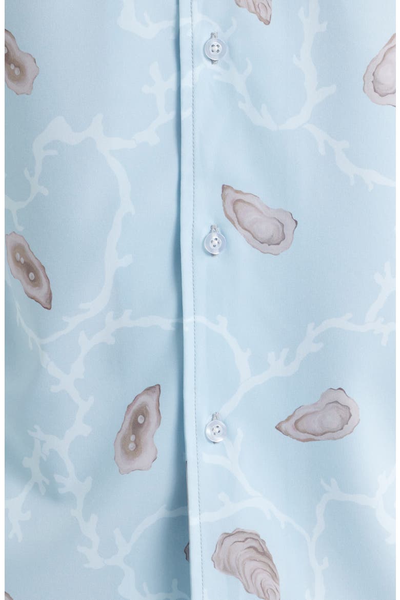 Ostra Weekend Short Sleeve Performance Button-Up Shirt, Alternate, color, BLUE