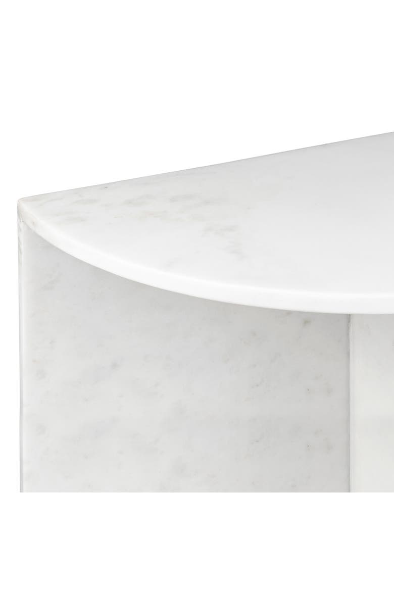 Patrice Art Deco Natural Marble Handmade Demilune Side Table, Alternate, color, White