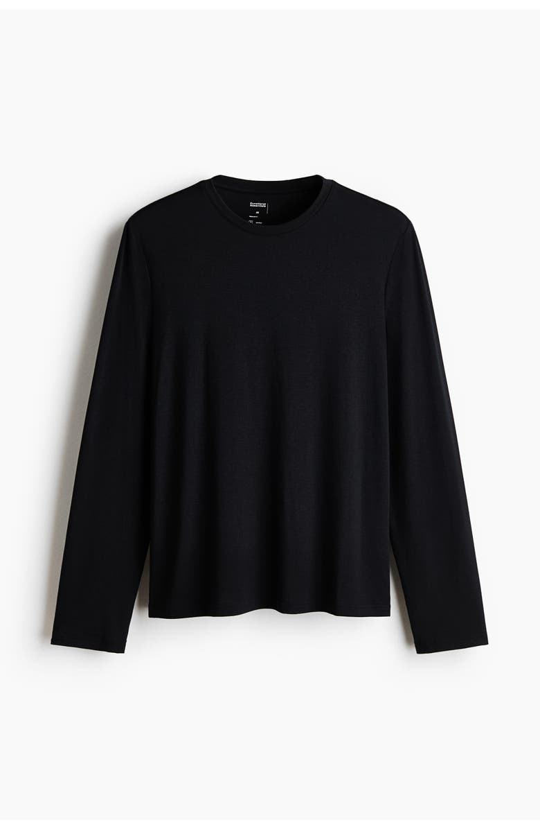 H&M Warming Regular Fit Long-sleeved T-shirt, Main, color, Black