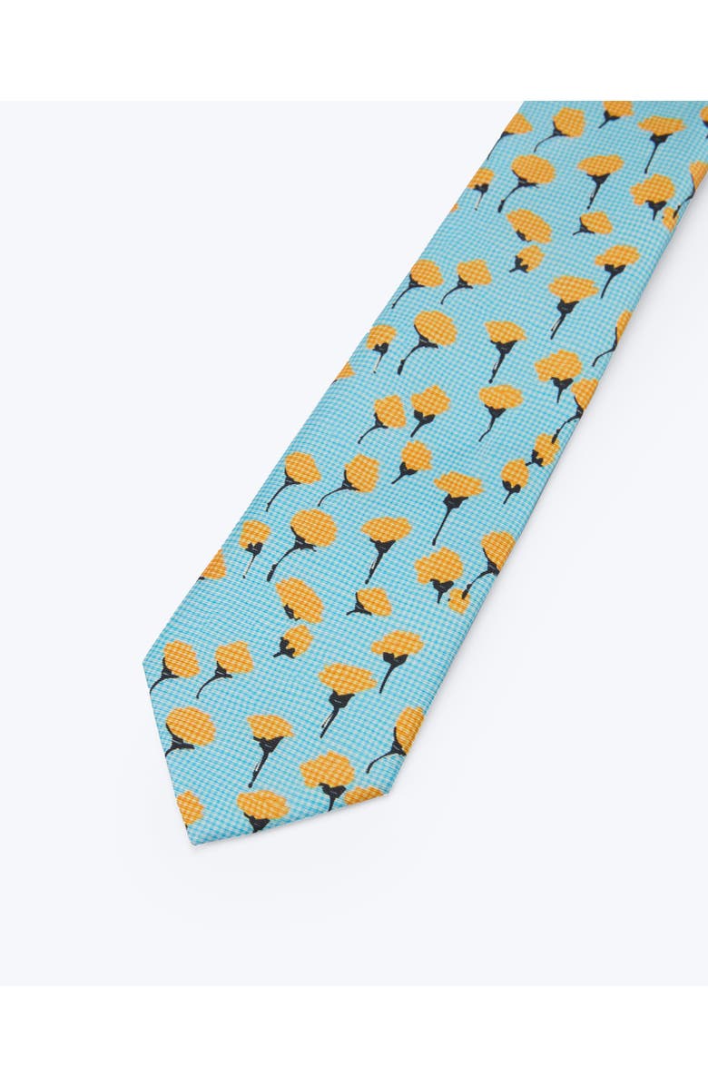 Knottery & Co Marigold Bloom Printed Silk Tie, Alternate, color, Blue