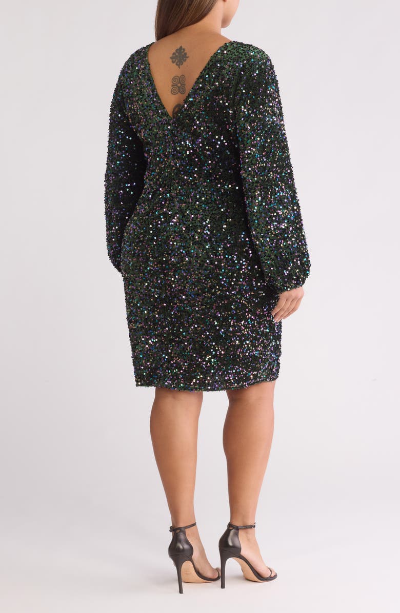 BY DESIGN Empire State II Sequin Long Sleeve Dress, Alternate, color, Eden