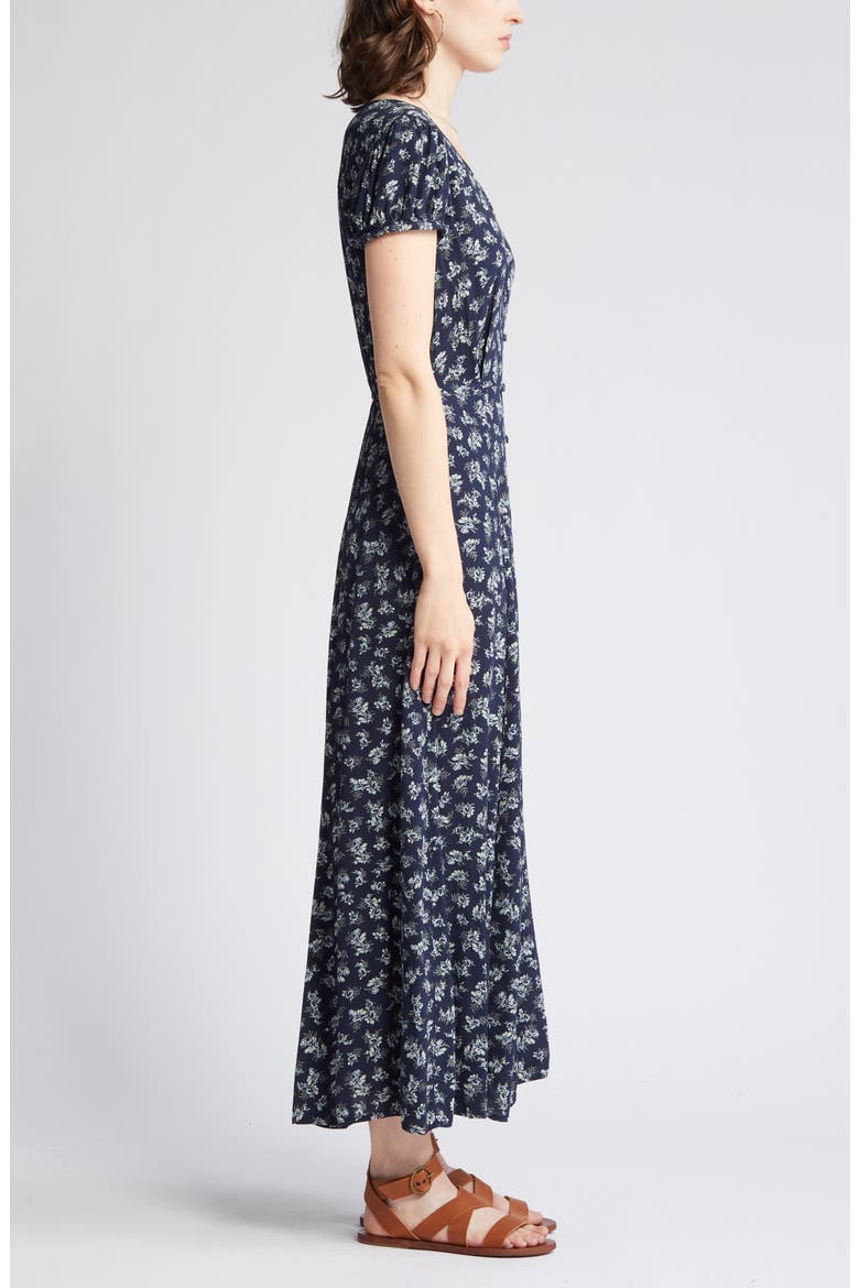 Floral Woven Maxi Dress, Alternate, color, NAVY- BEIGE LILLITH FLORAL