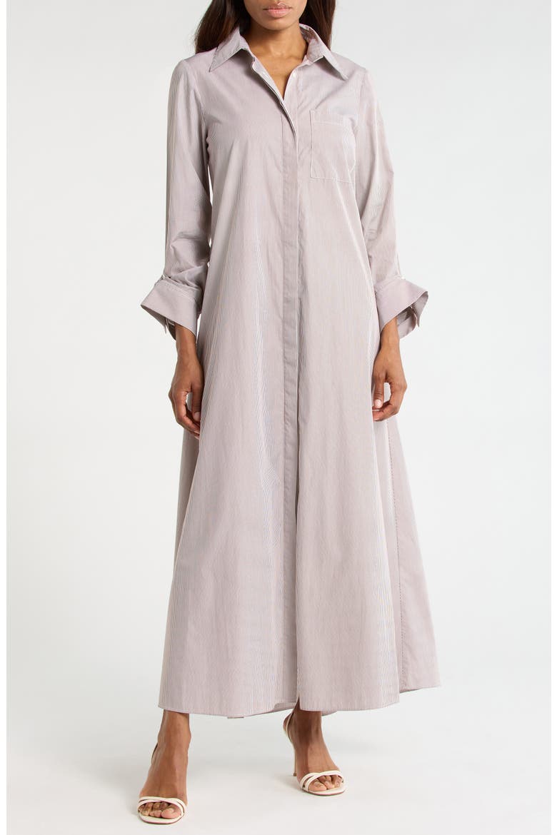 Jenny's Cotton Shirtdress, Main, color, WHITE/ CHOCOLATE