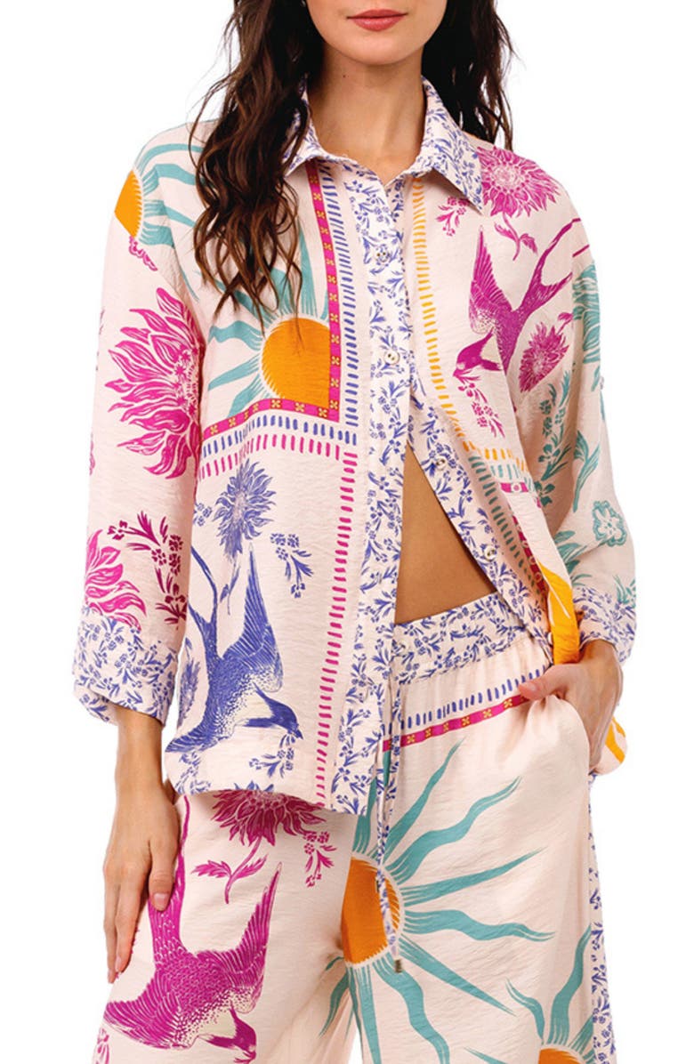 Agua Bendita Chrissy Alina Cover-Up Shirt, Main, color, Pink