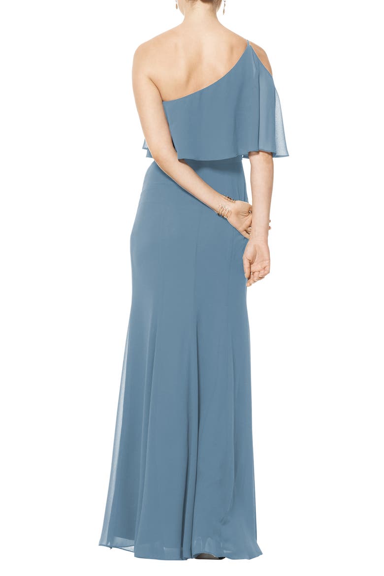 One-Shoulder Chiffon A-Line Gown, Alternate, color, SLATE