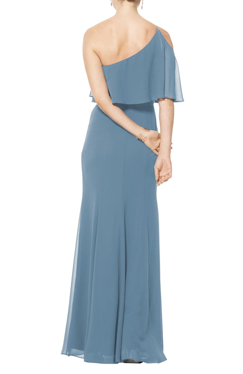 #Levkoff One-Shoulder Chiffon A-Line Gown, Alternate, color,