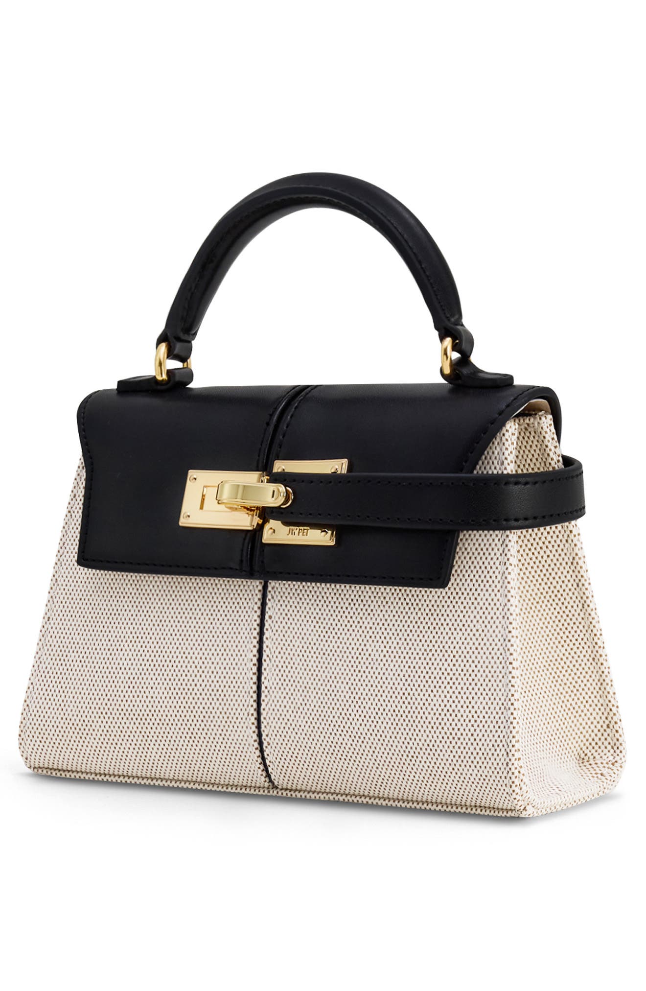 JW PEI Elise Faux Leather Top Handle Bag, Alternate, color, Black Canvas