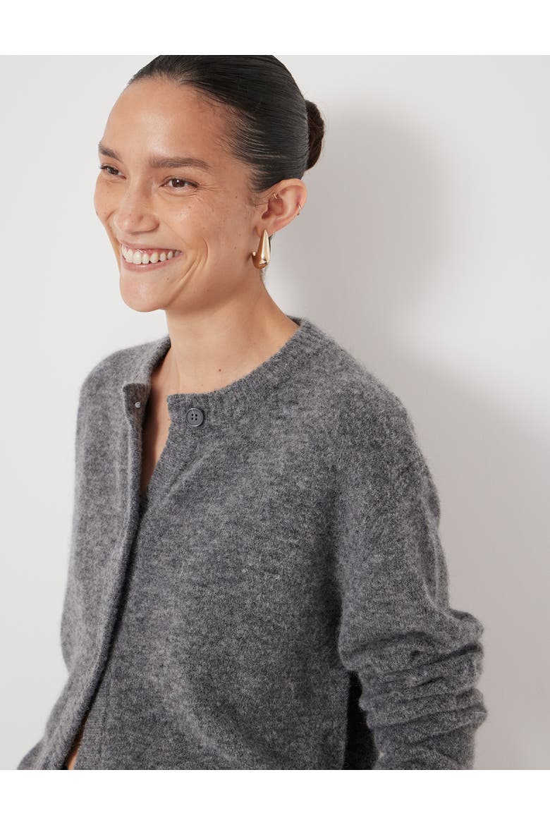 Crew Neck Boxy Wool Blend Cardigan, Alternate, color, Mid Grey Marl