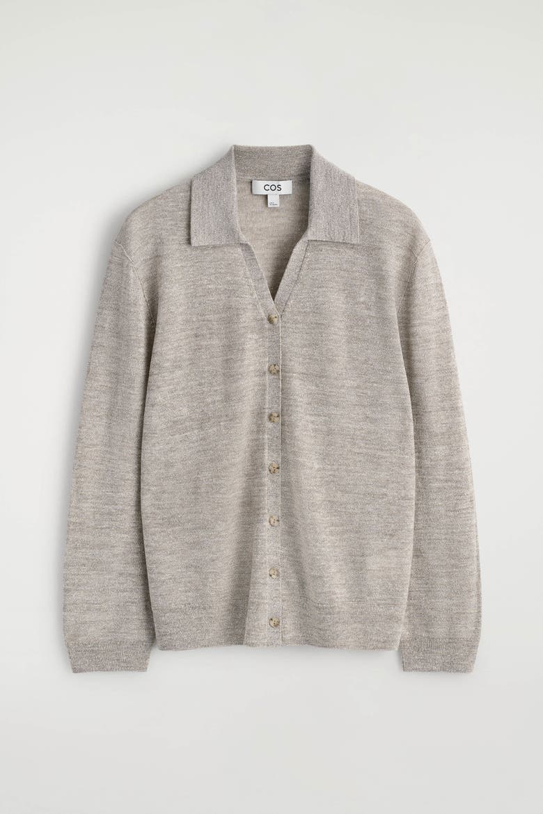 Knitted Linen-Merino Shirt, Alternate, color, STONE MÉLANGE